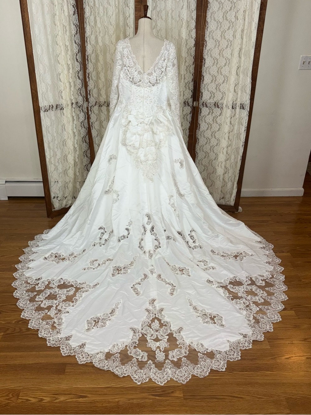 Stunning Vintage 90s Bonny White Satin Wedding Gown